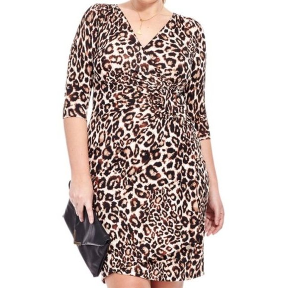 Kiyonna Dresses & Skirts - Kiyonna Animal Print Faux Wrap Dress Size 2
